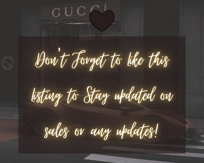 May include: A black and white image with a yellow neon sign that says "Don't Forget to like this listing to Stay updated on sales or any updates!" The sign is in front of a blurred image of a luxury car.