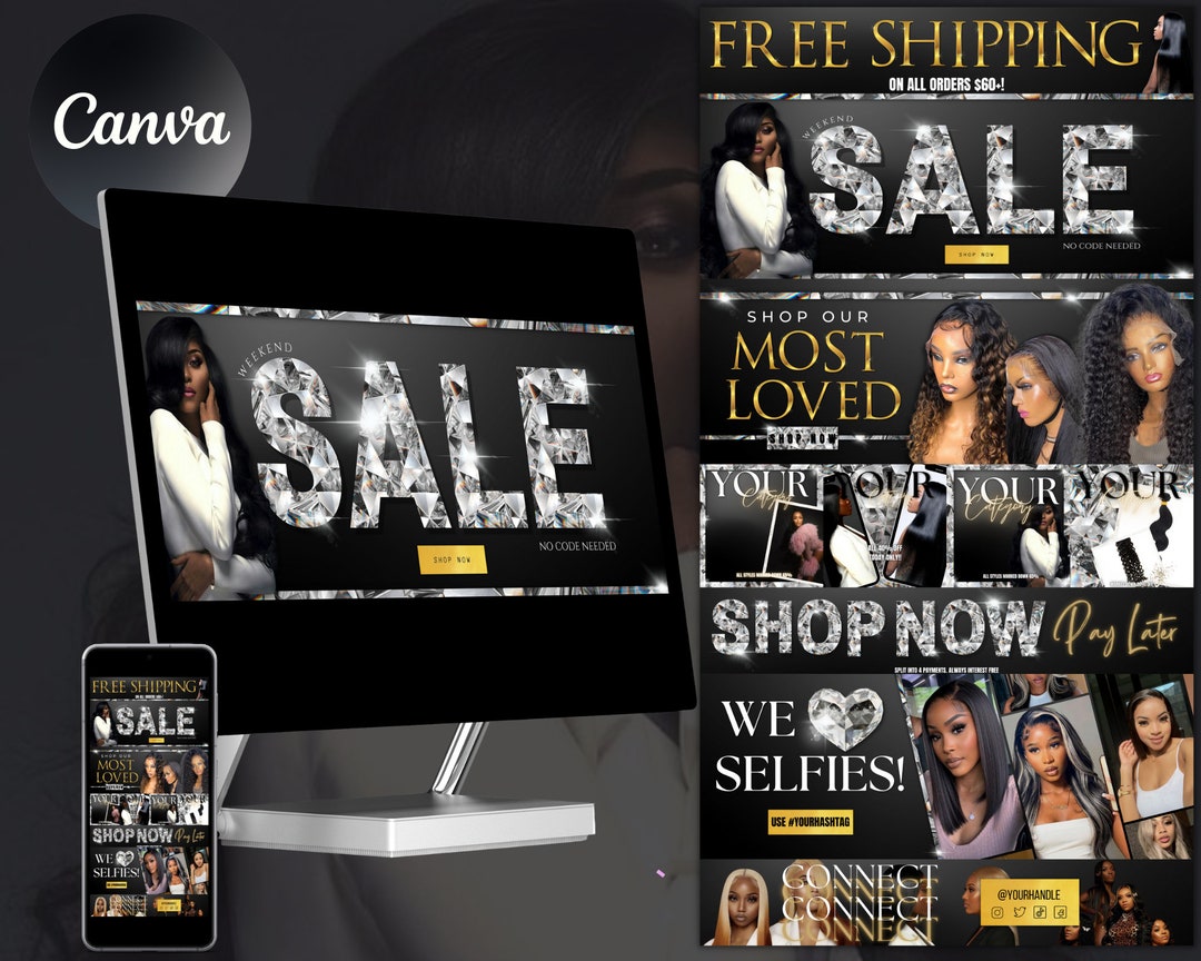 DIY Hair site Banner Kit Shopify Hair Extensions or Wig Etsy