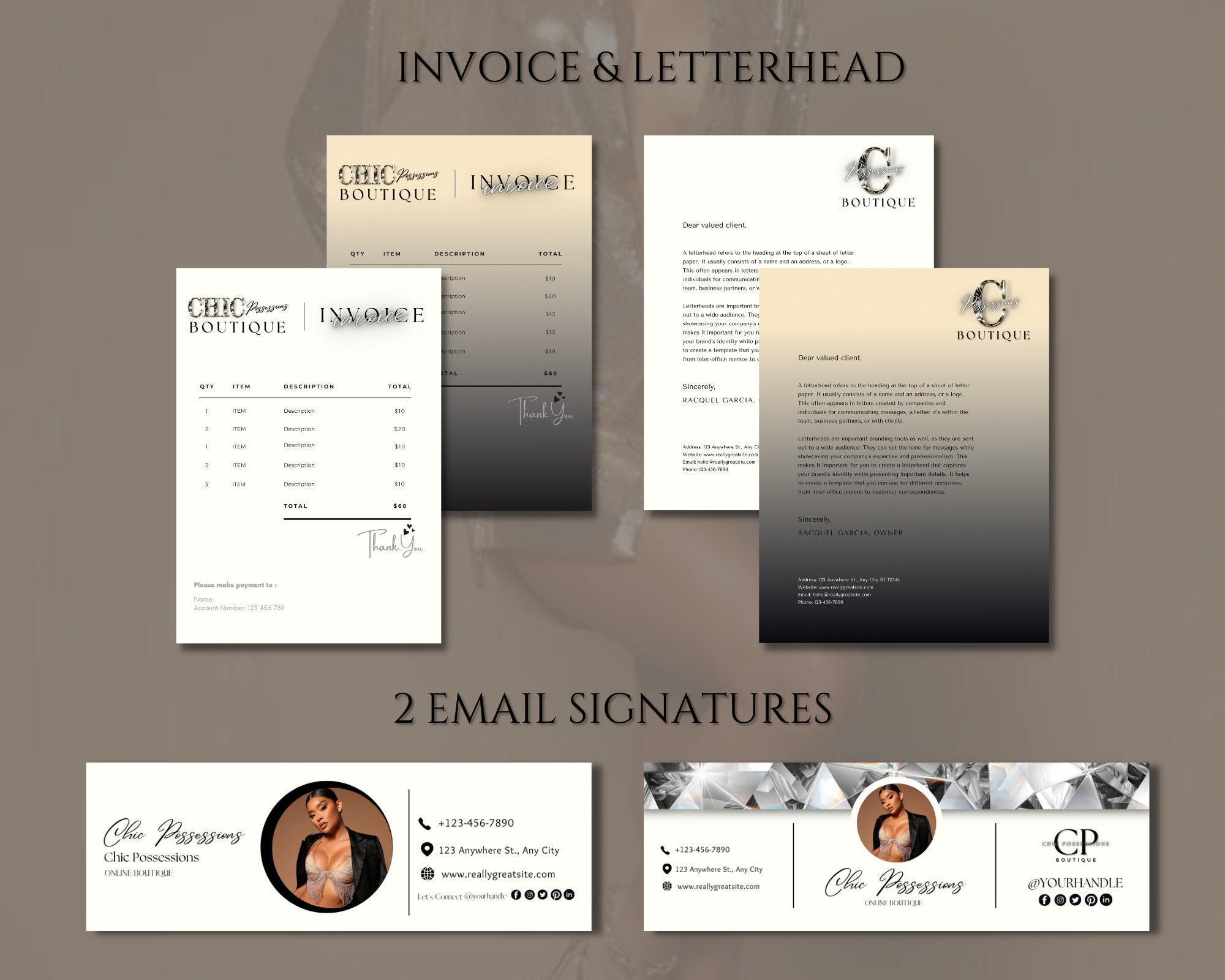 Luxury Boutique Branding Kit Complete Branding Bundle for Etsy