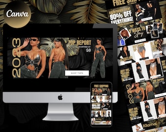 DIY Boutique Website Banner kit| Fits Shopify, Wix, Big Cartel Themes | Clothing Boutique Design Templates| Ecommerce Web Banners| Canva