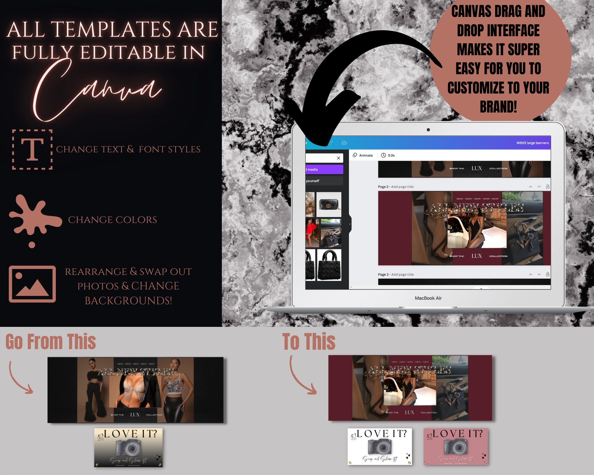 Luxury Boutique Branding Kit Complete Branding Bundle for Etsy