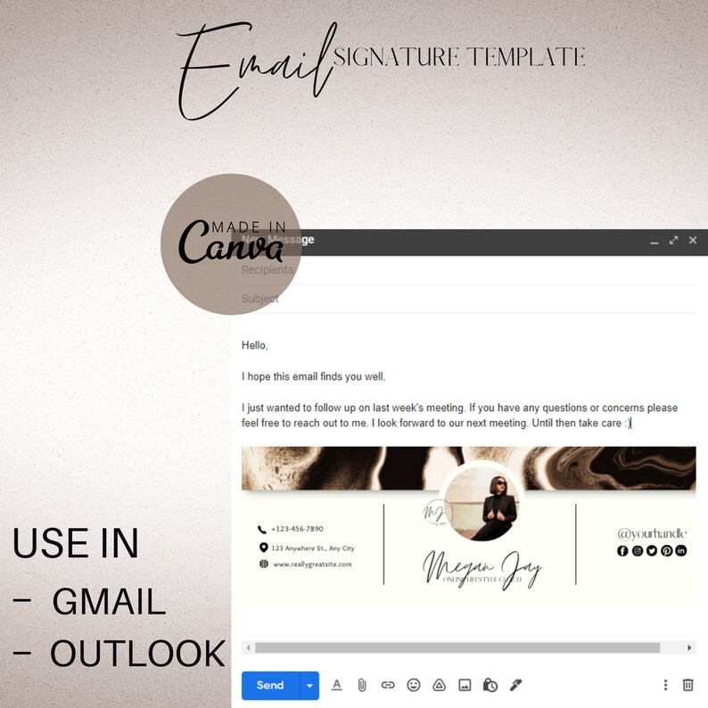 3 Professional Looking Canva Email Signature Templates for Gmail or Outlook image 6
