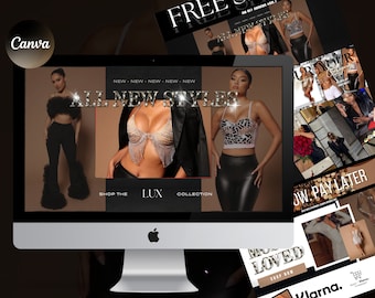 DIY Website Banner Kit| Shopify Clothing Boutique Website Design Templates| Ecommerce Web Banner Templates| Canva| Retail| luxury Brand