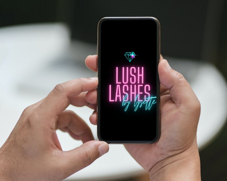 Bundle med mallar för neonlogotyper | Logotypdesign för skönhetsföretag för frisör, nageltekniker, peruker, skönhetsbarer, salonger, PMU, kroppskonturer och fransar bild 4