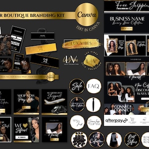 DIY Luxury Hair Branding Kit| Hair Business Starter Kit| Logo| Web Banner Kit| Instagram Templates| Social Media Flyers| IG Highlight Covers