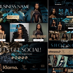DIY Hair Website Banner Kit| Shopify  Hair Extensions or Wig Boutique Store Design| Website Design Templates Set| Canva| Retail Store