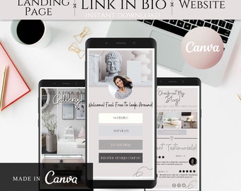 Neutral Link in Bio Template| Instagram Landing Page Template| Entrepreneur Landing Page Website| Business Canva Template| Lead Magnet|