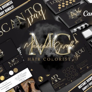 Black Beauty Branding Kit Set Bündel| Luxus Geschäftsausstattung für Salon, Make-up Artist, Hair Stylist, Nail Tech, Eye Lash Tech Logo
