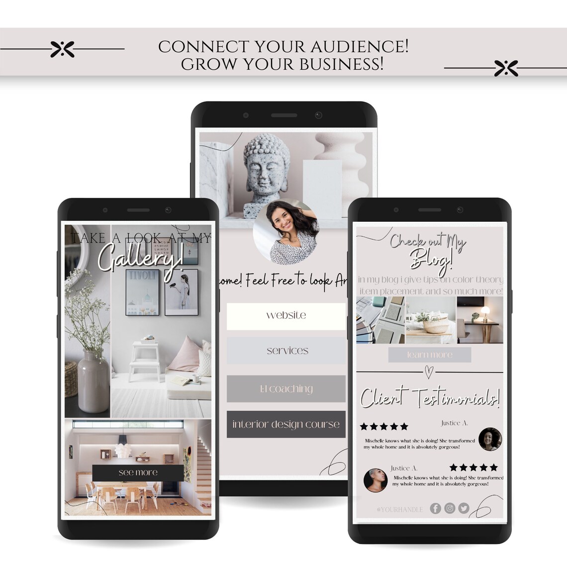 Neutral Link in Bio Template| Instagram Landing Page Template ...
