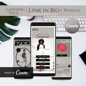 Link in Bio Template| Szablon strony docelowej Instagram| Strona internetowa strony docelowej przedsiębiorcy| Szablon Canva| magnes na potencjalnych klientów| minimalistyczny