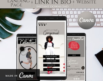 Link in Bio Template| Instagram Landing Page Template| Entrepreneur Landing Page Website| Canva Template| lead magnet| minimalist