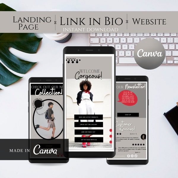 Link in Bio Template| Instagram Landing Page Template| Entrepreneur Landing Page Website| Canva Template| lead magnet| minimalist