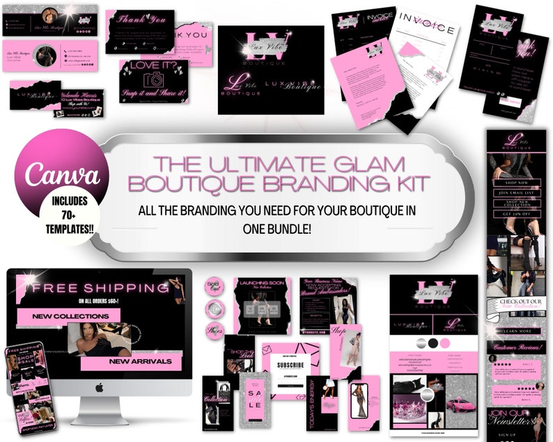 Luxury Glam Boutique Branding Kit Complete Branding for Etsy