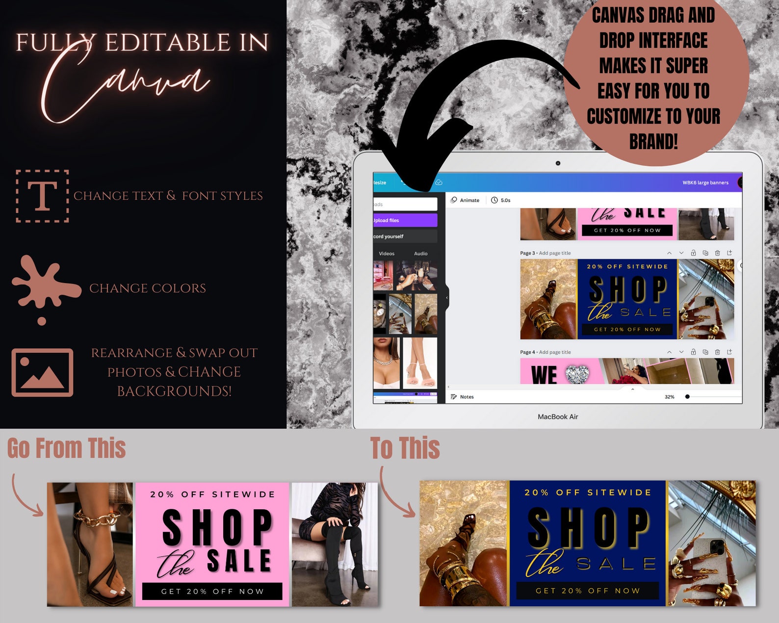 DIY Hair site Banner Kit Shopify Wix Hair Extensions or Etsy