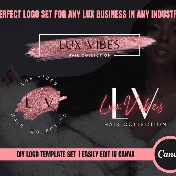 DIY Luxury Logo Set for Boutique or Beauty Business| Black and Rose Gold Aesthetic| Chic Classy Logo| Hair Salon, Clothing, Beauty Bar