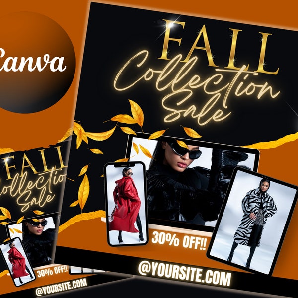 DIY Fall Sale Flyer| Clothing Boutique Social Media Flyer| Autumn Season Colors| Luxury Brand Retail Flyer| Instagram Post Template| Glam