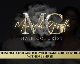 Premade Beauty Logo| Luxury Brand Black and Gold Watercolor Cloud Logo Design for Boutique, Hairstylist, Nail Tech, Wig, Salon, PMU