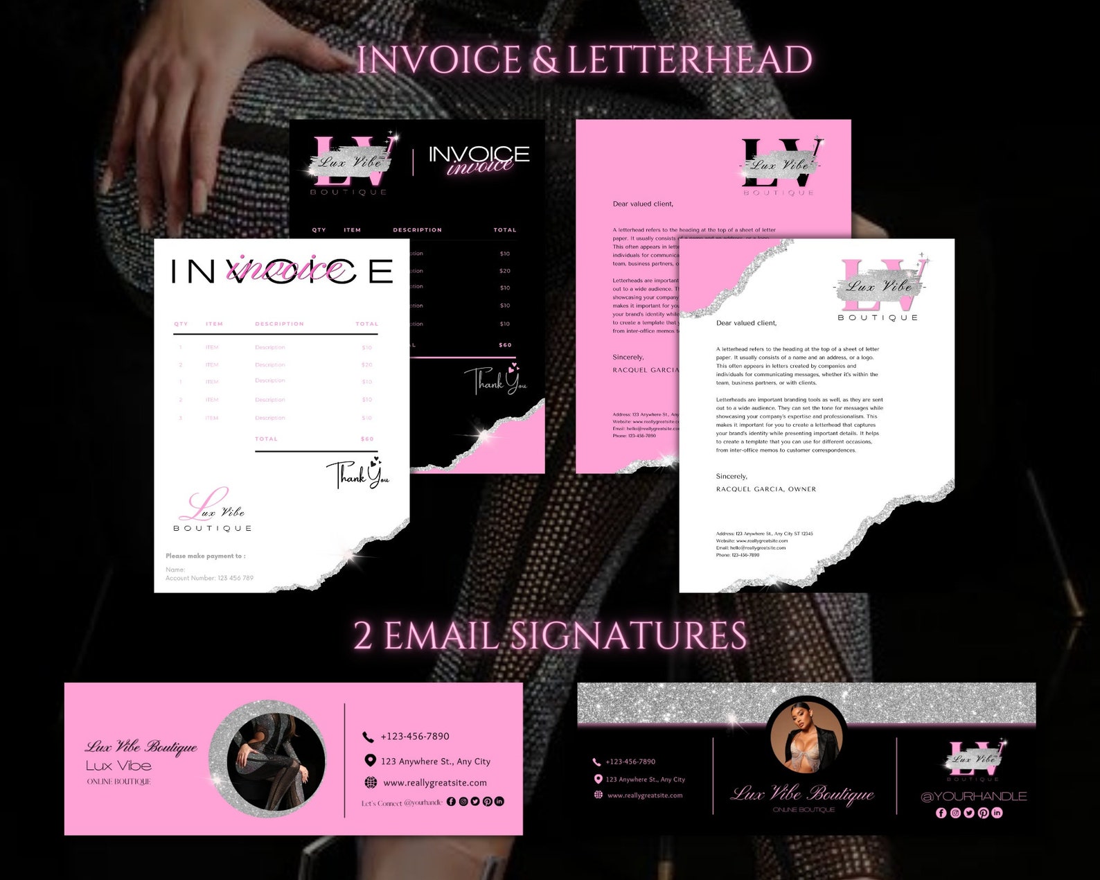 Luxury Glam Boutique Branding Kit Complete Branding for Etsy