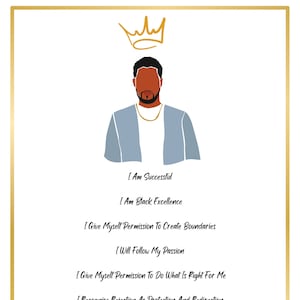 Black Man Affirmations A4 Print, Daily Affirmations, Empowerment, Poster Prints, Wall Print, Home Decor, Bedroom Decor, Living Room