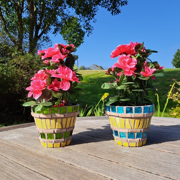 Pot de fleurs en mosaïque - FAIT MAIN