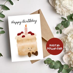 Tarjeta de cumpleaños / Tarjeta de cumpleaños imprimible / Tarjeta de cumpleaños con forma de pastel / Linda tarjeta de cumpleaños / Descarga instantánea / PDF imprimible / Tarjeta de celebración