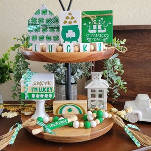 St. Paddy&#39;s Day Tiered Tray Decor, Tiered Tray Decor, Home Decor, St. Patrick&#39;s Day, Shamrock, Pot of Gold, Irish, Rustic Home Decor, Lucky
