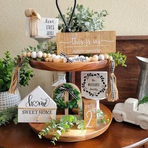 Rustic Farmhouse Tiered Tray Decor Bundle, Tiered Tray Decor, Rustic Decor, Personalized Tiered Tray Decor, Home Sweet Home, This is us