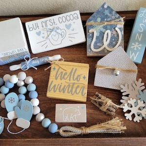 Winter Tiered Tray Decor Bundle/Winter decor/Let it Snow decor/Winter bundle/Tier Tray decor/Hello Winter/Snowflakes/Winter/Home Decor/Snow