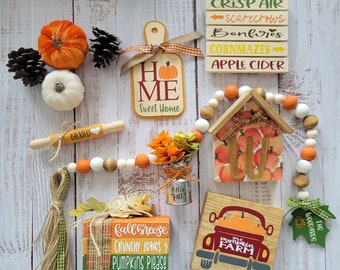 Fall Tiered Tray Decor Bundle, Home Decor, Fall Tiered Tray, Tiered Tray Decor, Decorative Trays, Wooden Fall Decor, Pumpkins, Fall