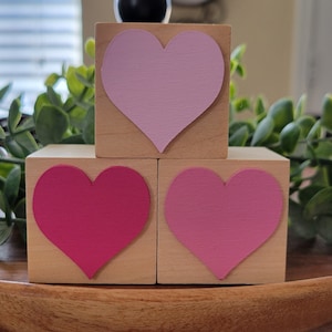 Valentine&#39;s Heart Wooden Blocks, Valentine&#39;s Day Tiered Tray Decor, Tiered Tray Decor, Home Decor, Valentine&#39;s Day Decor, Valentine&#39;s Blocks