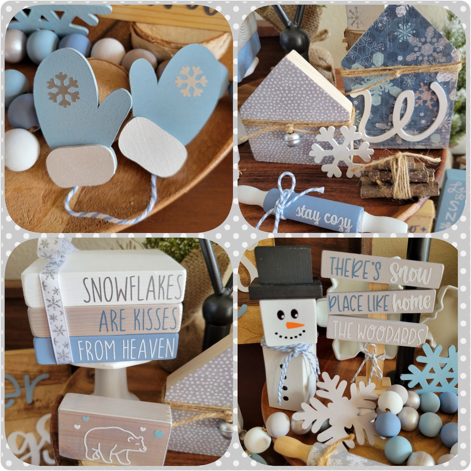 Winter Tiered Tray Decor Winter Decor Let It Snow Decor Etsy