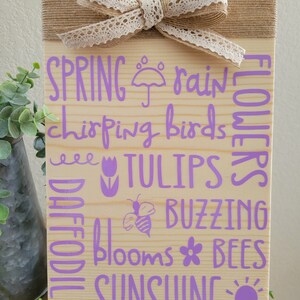 Farmhouse Spring decor/Spring wood decor/Spring words/Rustic wood sign/Wood home decor/Home decor/Shelf sitter/Seasonal handmade/Spring/Home