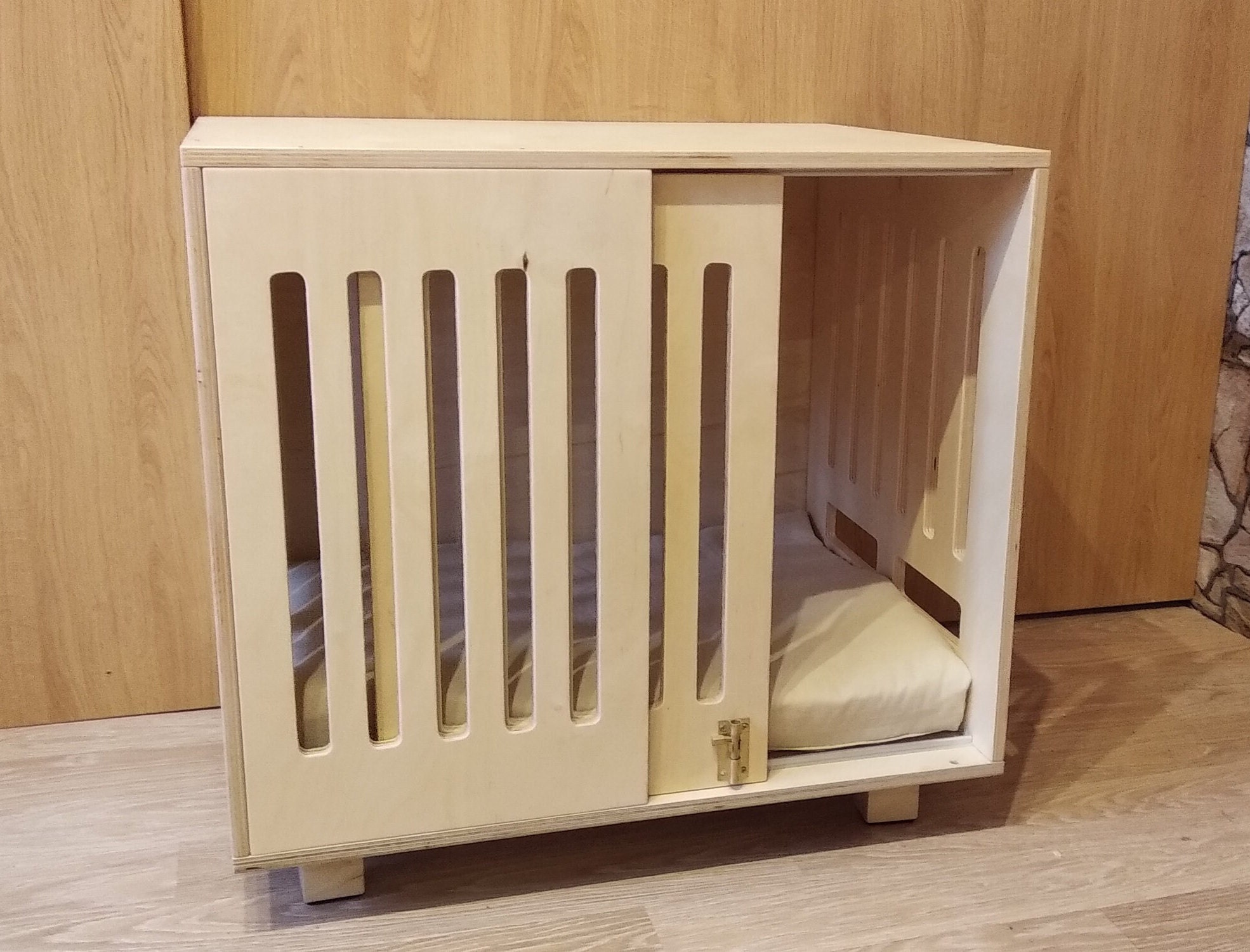 Picture Idea: Modern Dog Crate With Sliding Door With A Latch Dog