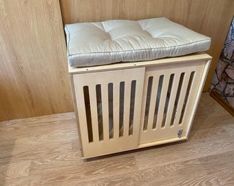 Baltic Birch Dog Crate: Indoor use with Sliding Door.