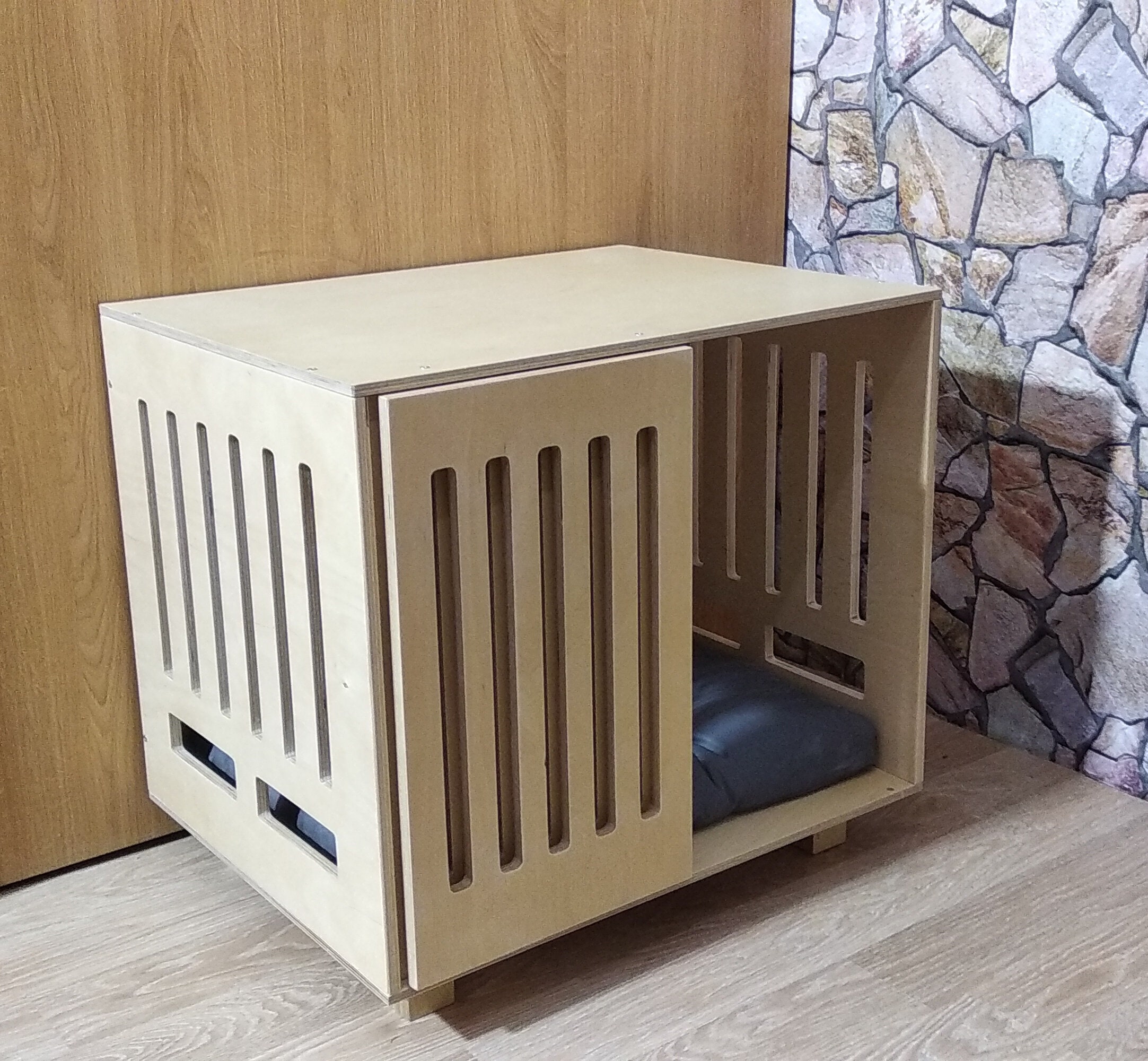 View of Modern Dog Crate With Hinged Door With a Latch. Dog Kennel - Etsy Canada