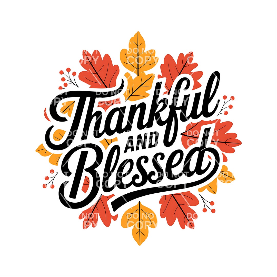 Cute Fall Thankful and Blessed PNG Sublimation Design - Etsy