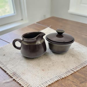Franciscan Madeira Vintage Creamer Covered Sugar Bowl Set Brown Green Stoneware