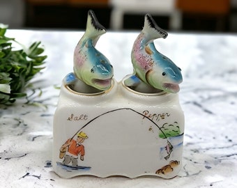 Victoria Ceramics Nodding Rainbow Trout Souvenir Salt and Pepper Shakers