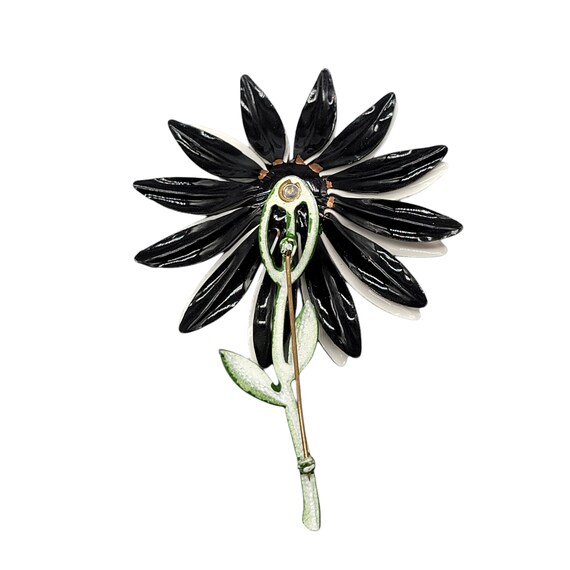 MCM Kitschy Large Black White Enamel Flower Brooch - image 3