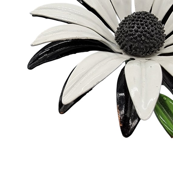 MCM Kitschy Large Black White Enamel Flower Brooch - image 4