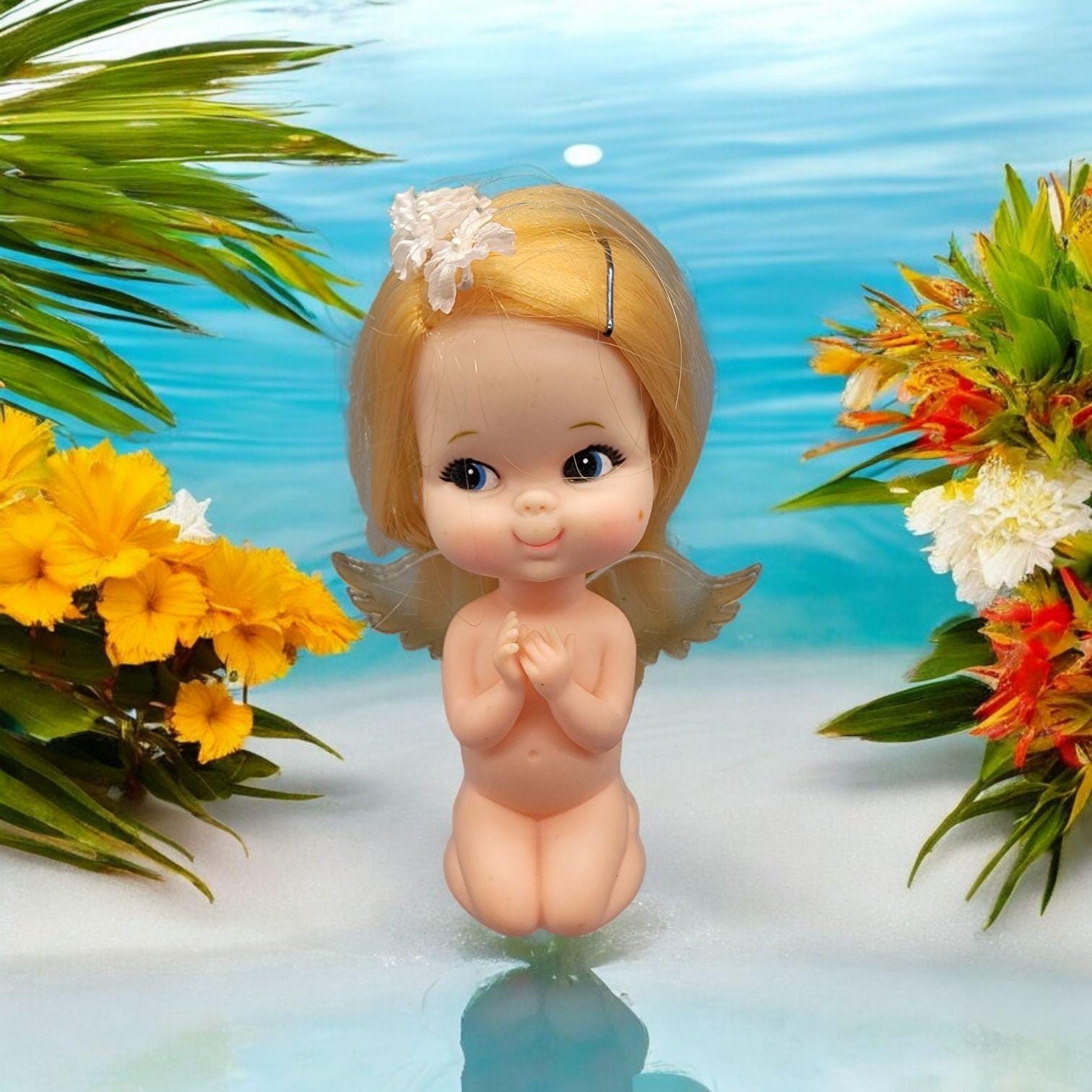 Vintage Rubber Kneeling Angel Wings Big Eye Maria Takara Love