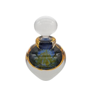 Mundgeblasene Kunst Glas Murano Stil Blau Bernstein Sommerso Parfüm Flasche