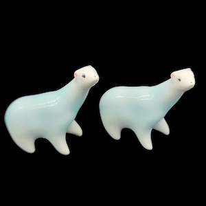 Set of White and Blue MCM Japan Polar Bears Figurines