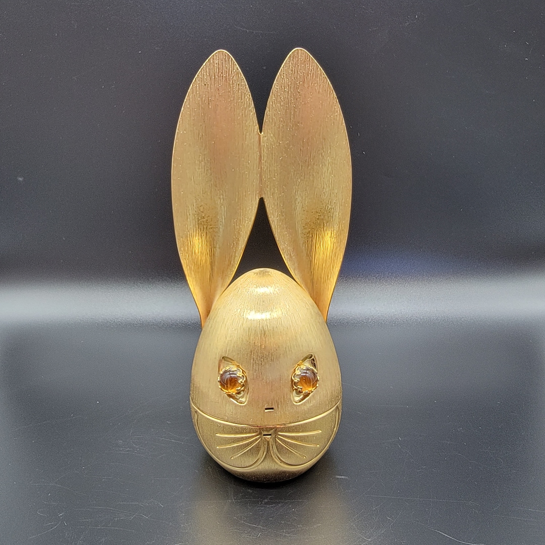 Vintage Brushed Gold Tone Napier Bunny Rabbit Coin Bank - Etsy