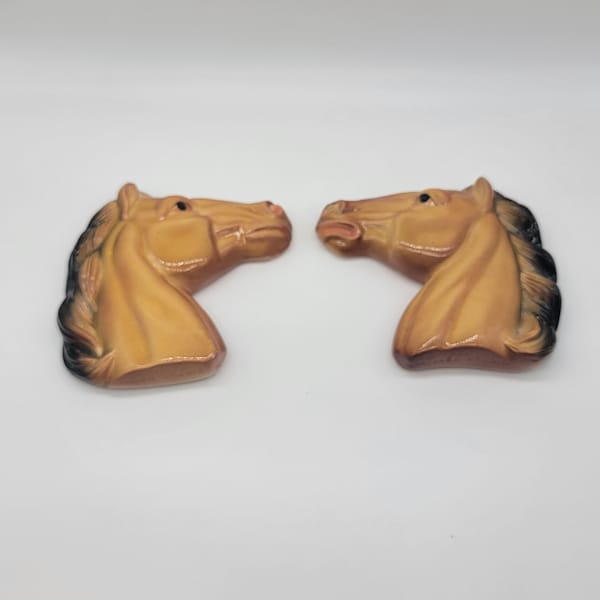 1951 Miller Studio Chalkware Horse Head Pair Wall Hanging