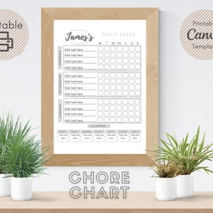 Chore chart for kids, daily chores, habit tracker, reward chart, kids chore chart printable, Grey