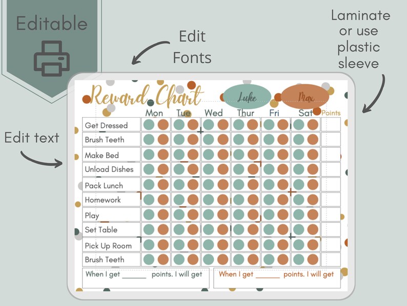 Chore Chart For Kids Daily Chores Habit Tracker Reward Etsy