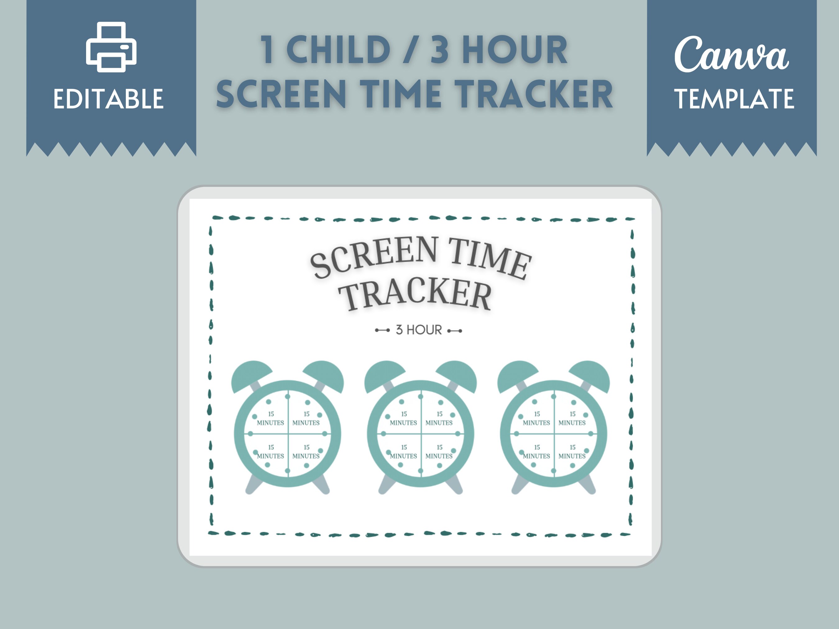 Screen Time Tracker, Screen Time Chart, Habit Tracker 1 Child/3 Hour - Etsy