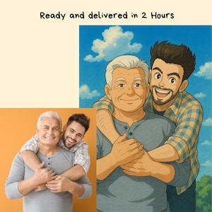 Father's Day Gift | Cartoon Portrait from Photo | Dad and Child | Digital Custom Download