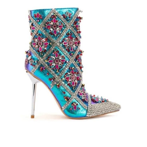 silver rhinestone boots